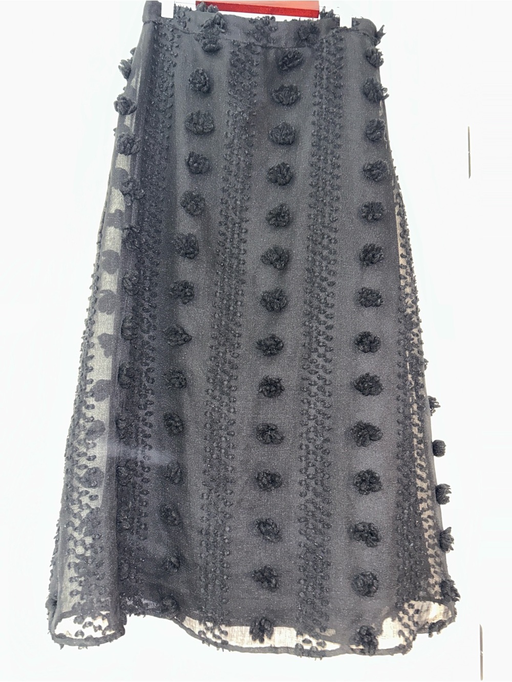 Polagram Black Pom-Pom Textured Midi Skirt